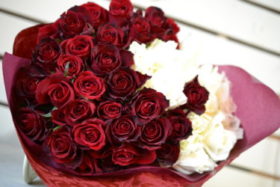 赤バラ、送別の花束