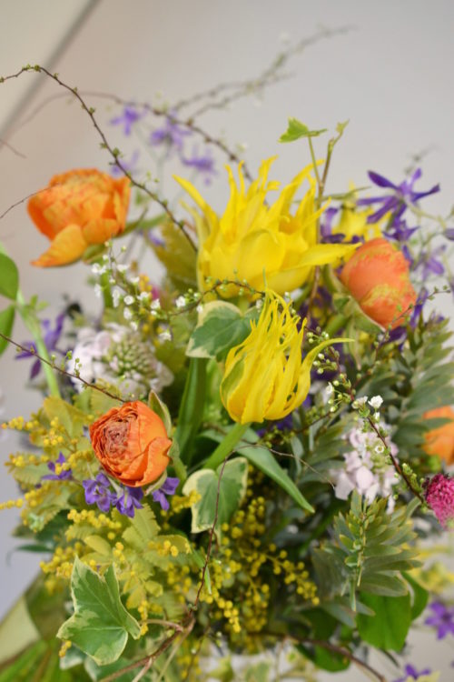 米寿を祝う黄色の花束 花アトリエ シェルミン 福岡フラワー教室 花屋
